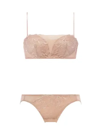 Daily Plus AMOSTYLEバンドゥ ブラジャー(ストラップ取り外し可)＆ショーツセット レースシック
