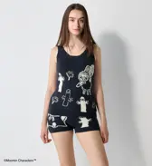 スロギーG073 ムーミン 1分丈ニットパンツ, ブルー, model image number 1