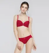 【WEB限定】トリンプ すっきりスムースブラ ブラ＆ショーツセット, レッド, model image number 1