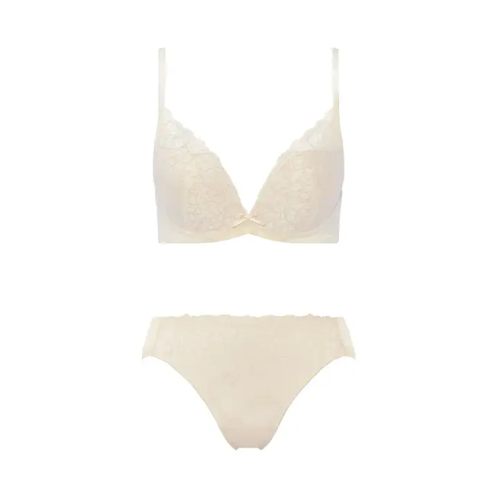 【WEB/アウトレット限定】夢みるブラ DeepV ブラ＆ショーツセット スウィンギングブーケ【一部カラーSALE】, ホワイト, product image number 1