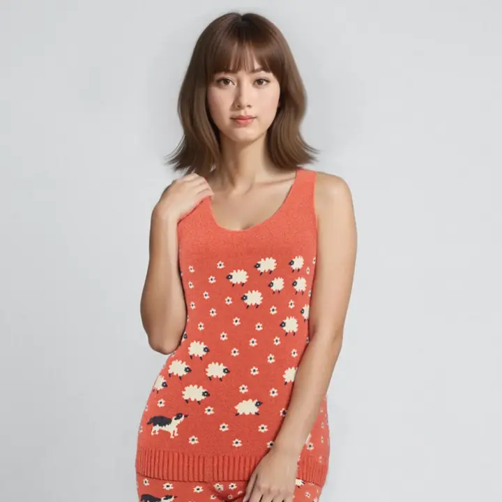 スロギー “ほっ”とアイテム(ニット柄) インナートップ, オレンジ, model image number 1