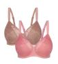 Triumph LACY MINIMISER TWIN PACK BRA - Cherry rose toasted almond combination - Minimiser