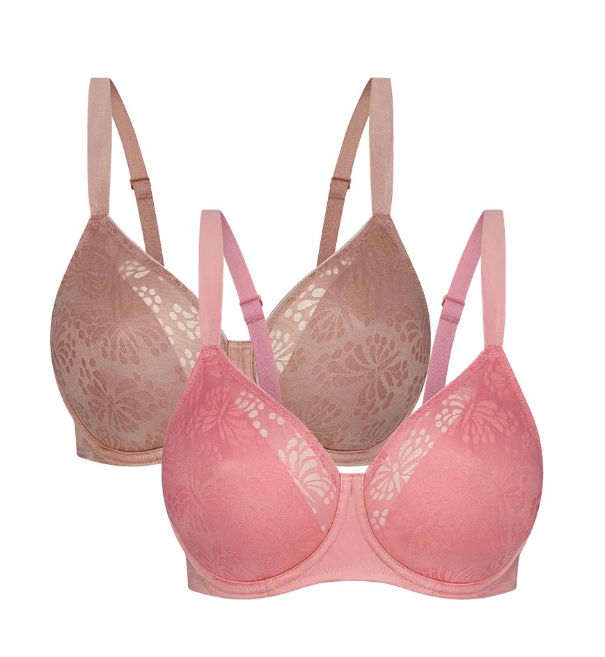Triumph LACY MINIMISER TWIN PACK BRA - Cherry rose toasted almond combination - Minimiser