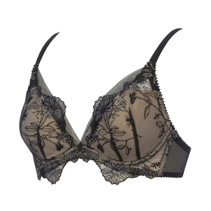 【SALE】DeepV ブラジャー(パッドなし) グレースフルフラワー, ブラック, product image number 2