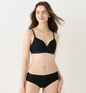 スロギー ゴーコットン ノンワイヤーブラ, ブラック, model image number 1