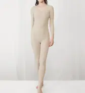 【SALE】あったか肌側綿100インナー5380 8分袖トップ, ベージュ, model image number 1