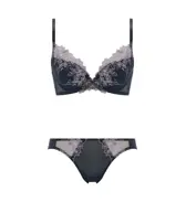 Daily AMOSTYLE デコルテビューティーブラ ブラ＆ショーツセット フローラルハーモニー, ブルー, product image number 1
