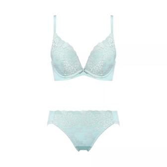 【SALE】夢みるブラ DeepV ブラ＆ショーツセット スウィンギングブーケ, ブルー, product image number 1