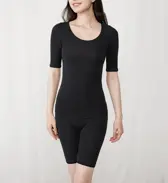 【SALE】あったか肌側綿100インナー5380 5分袖トップ, , model image number 1