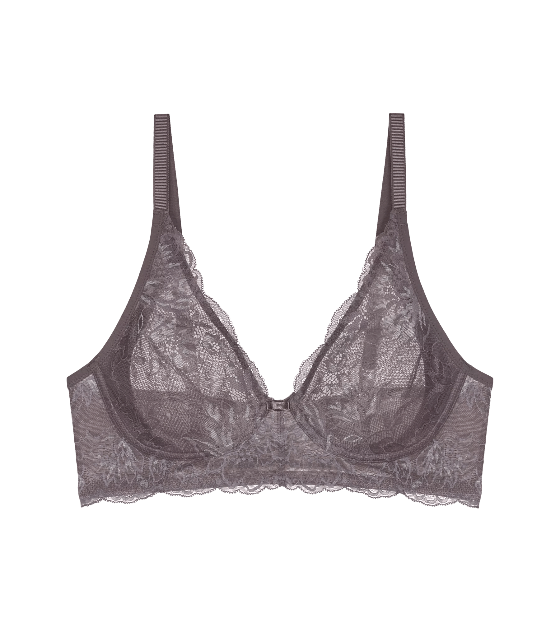 Amourette Charm Bra Non-Wired Plunge Soft Cup Stretch Lace Bras Lingerie  Pigeon Grey