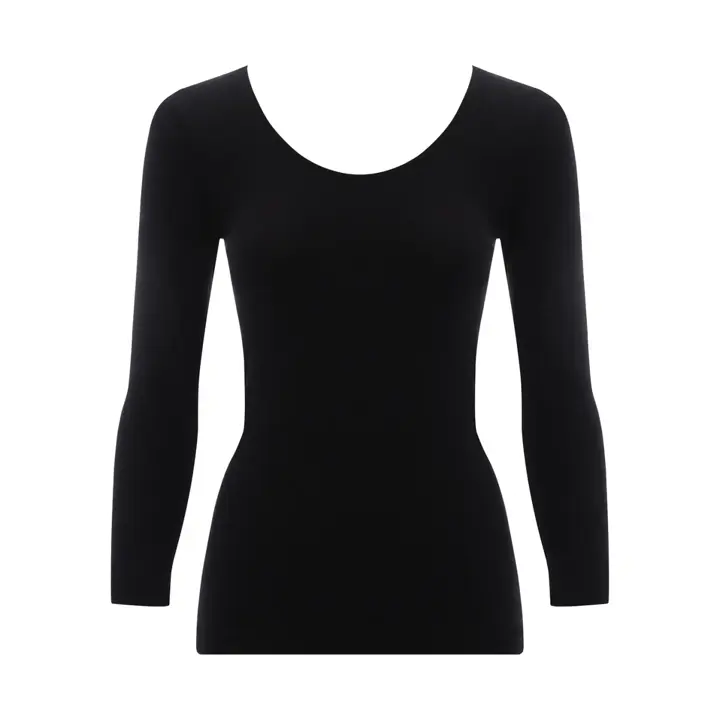 肌側綿100インナー5480 8分袖トップ, ブラック, product image number 0