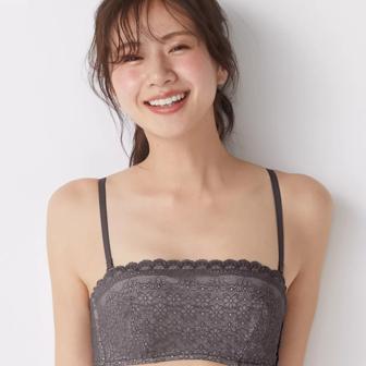 【SALE】アモスタイル バンドゥ ブラジャー(ストラップ取り外し可) デイジーガーデン, グレー, model image number 0