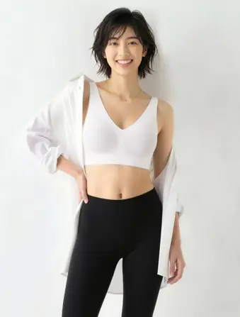 スロギー ゼロフィール 綿混 ハーフトップ Vネック
