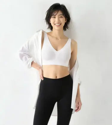 スロギー ゼロフィール 綿混 ハーフトップ Vネック