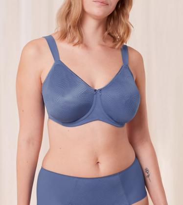 Triumph Non Padded Non Wired Minimizer Bra with Wide Straps 34D Blue -  Roopsons