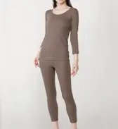 海底火山インナー5400 8分袖トップ【一部カラーSALE】, ブラウン, model image number 1