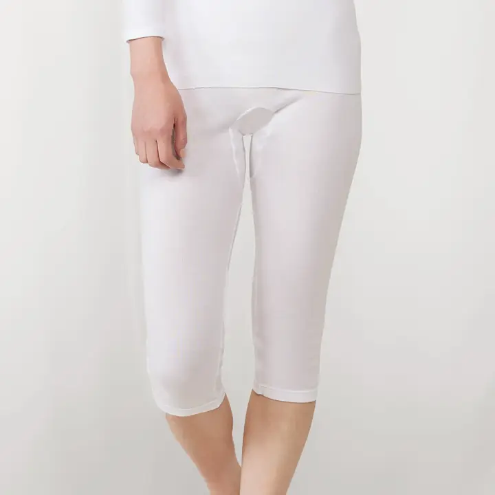 やわらか綿100インナー5310 7分丈ボトム, ホワイト, model image number 0