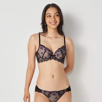 Daily AMOSTYLE 脇高ブラ (イノセントフローラル), ブラック, model image number 2