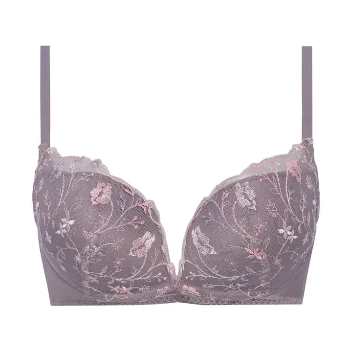 【SALE】夢みるブラ ノンワイヤー スリムライン ラブブロッサムズ, グレー, product image number 0