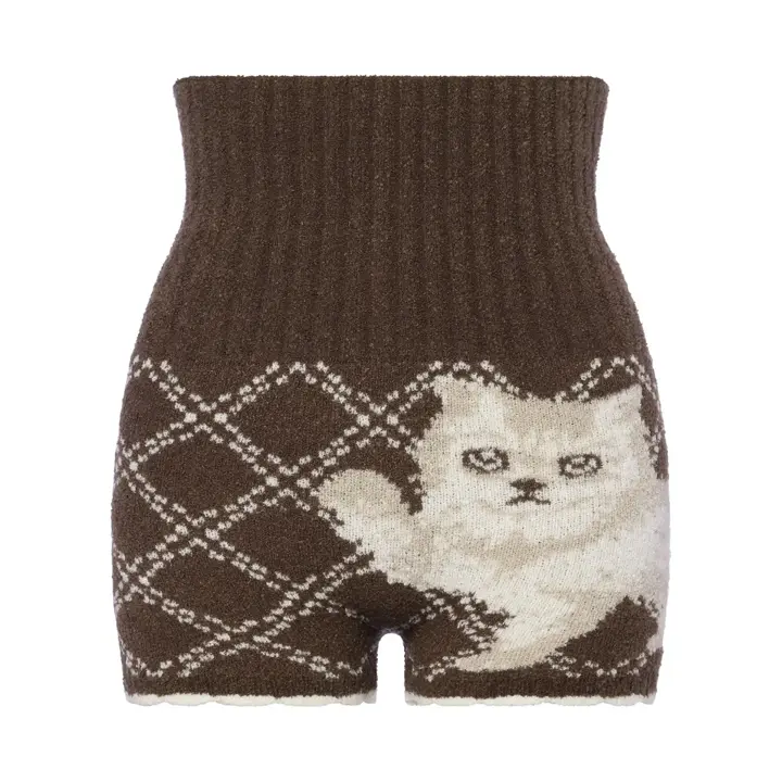 【SALE】スロギー “ほっ”とあったか(ニット柄) ハラマキ付きニットパンツ, ブラウン, product image number 0