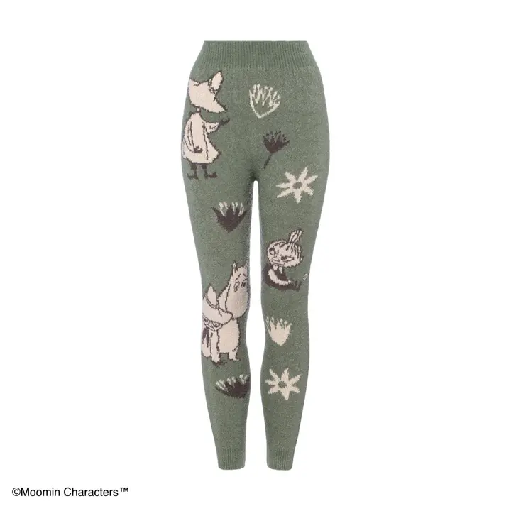 スロギーG073 ムーミン 9分丈ニットパンツ, グリーン, product image number 0
