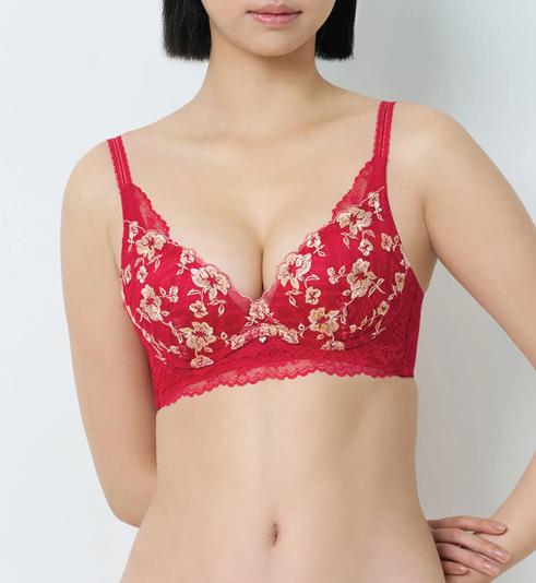 Triumph Shuting Qiu Collaboration Non-Wired Push Up Deep V Bra - Mars red - Push Up Bra