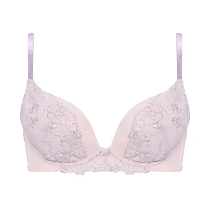 Daily AMOSTYLE 寄せブラ プチプラ ブラ＆ショーツセット クラシックフラワー, パープル, product image number 0