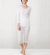 やわらか綿100インナー5310 7分丈ボトム, ホワイト, model image number 1