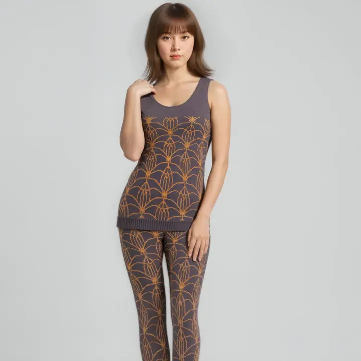 スロギー “ほっ”とアイテム(ニット柄) インナートップ, グレー, model image number 2