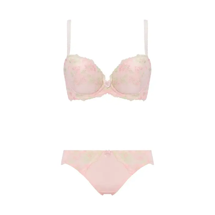 【WEB限定】美胸ソフトブラ クラッシーペタルズ ブラ＆ショーツセット, レッド, product image number 1