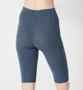 【SALE】スロギー ニット無地リブ 5分丈ニットパンツ, ブルー, model image number 2