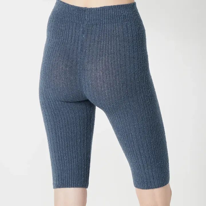 【SALE】スロギー ニット無地リブ 5分丈ニットパンツ, ブルー, model image number 2