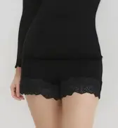 9分袖トップ 保湿インナー, ブラック, model image number 2