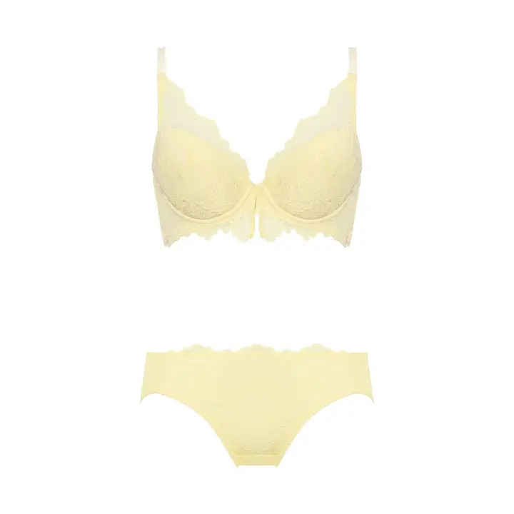 Daily AMOSTYLE 3/4カップブラ ブラ＆ショーツセット ウェーブラティス, イエロー, product image number 1