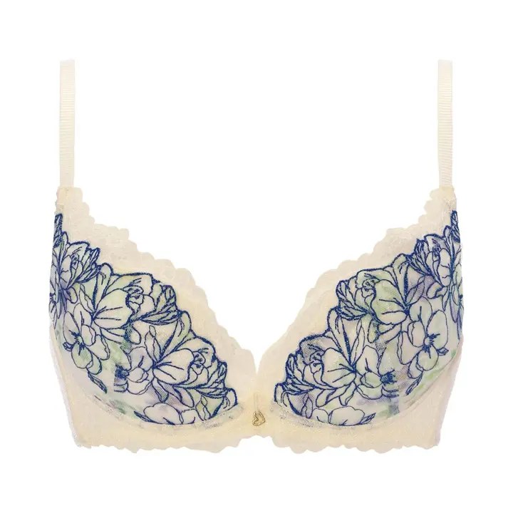 【SALE】チャーミングラマー スリムライン DeepV ブラジャー ハーバルガーデン, ホワイト, product image number 0