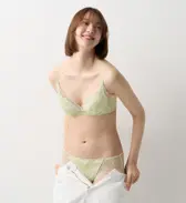 チャーミングラマー スリムライン DeepV ブラジャー ヴィンテージクロス, グリーン, model image number 1